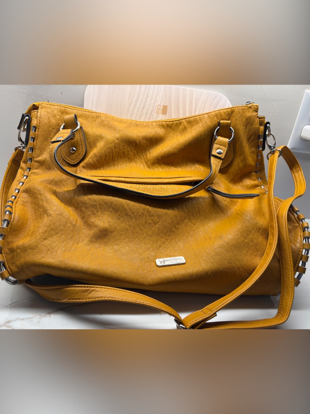 Jessica Simpson Mustard Yellow Leather-Style Shoulder Bag